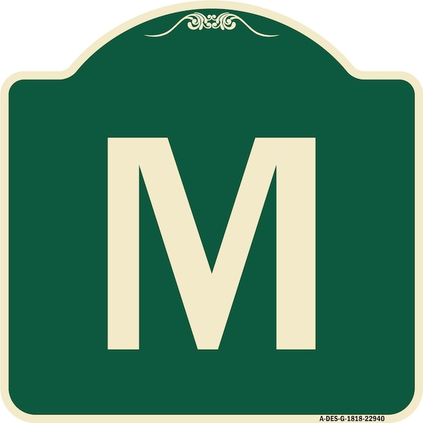 Signmission Designer Series Sign W/ Letter M, Green & Tan Heavy-Gauge Aluminum Sign, 18" x 18", G-1818-22940 A-DES-G-1818-22940 - main